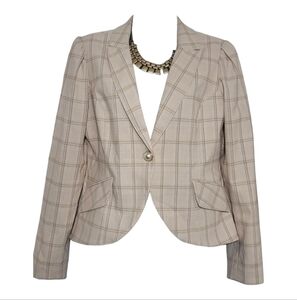 Autres Filles Single Pearl Button Closure Beige Signature Plaid Blazer Size 10
